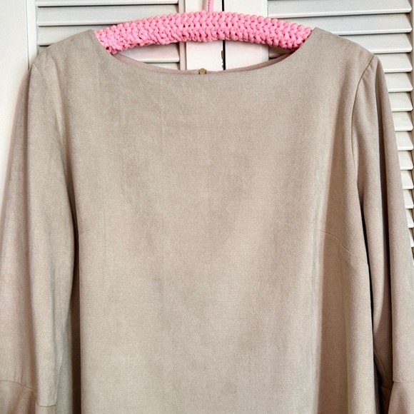 Sail to Sable Flounce Sleeve Faux Suede Blouse - Picture 5 of 10